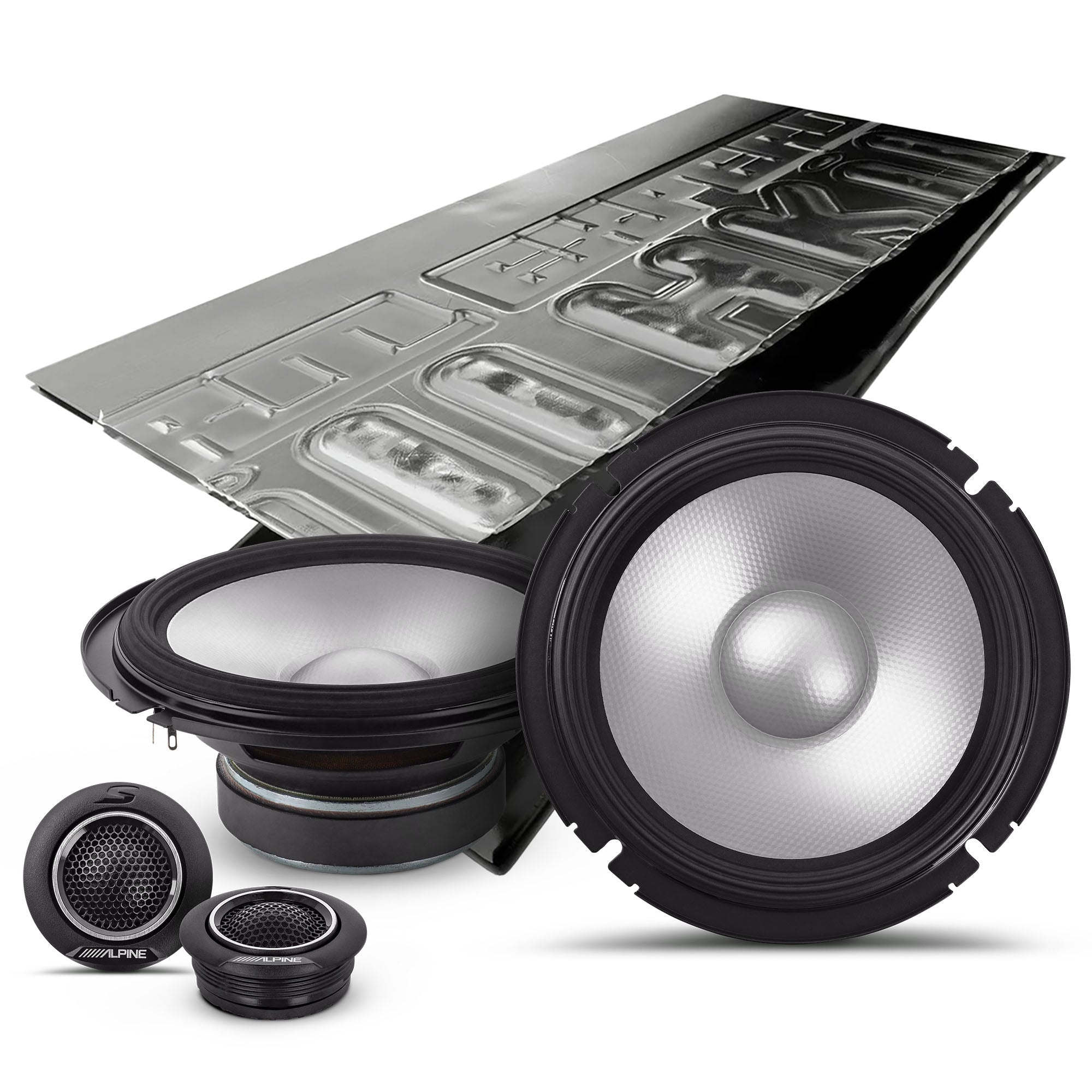Alpine S2-S65C, S Series 6.5" 2-Way Hi-Res Speakers + Sound Damping Kit Bundle