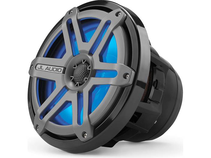 JL Audio M880-CCX-SG-TLD-B, M Series Marine 8.8" Cockpit Coaxial Speakers With LED, Infinite Baffle, Titanium/Black Sport Grille, 125W