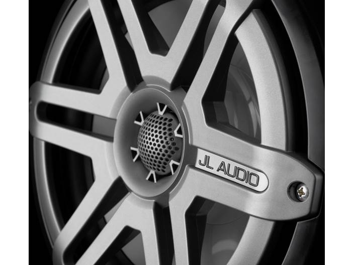 JL Audio M880-CCX-SG-TLD-B, M Series Marine 8.8" Cockpit Coaxial Speakers With LED, Infinite Baffle, Titanium/Black Sport Grille, 125W