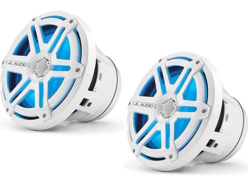 JL Audio M880-CCX-SG-WLD-B, M Series Marine 8.8" Cockpit Coaxial Speakers With LED, Infinite Baffle, White Sport Grille, 125W