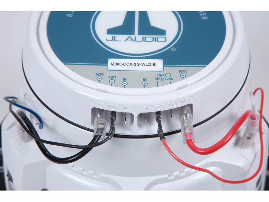 JL Audio M880-CCX-SG-WLD-B, M Series Marine 8.8" Cockpit Coaxial Speakers With LED, Infinite Baffle, White Sport Grille, 125W