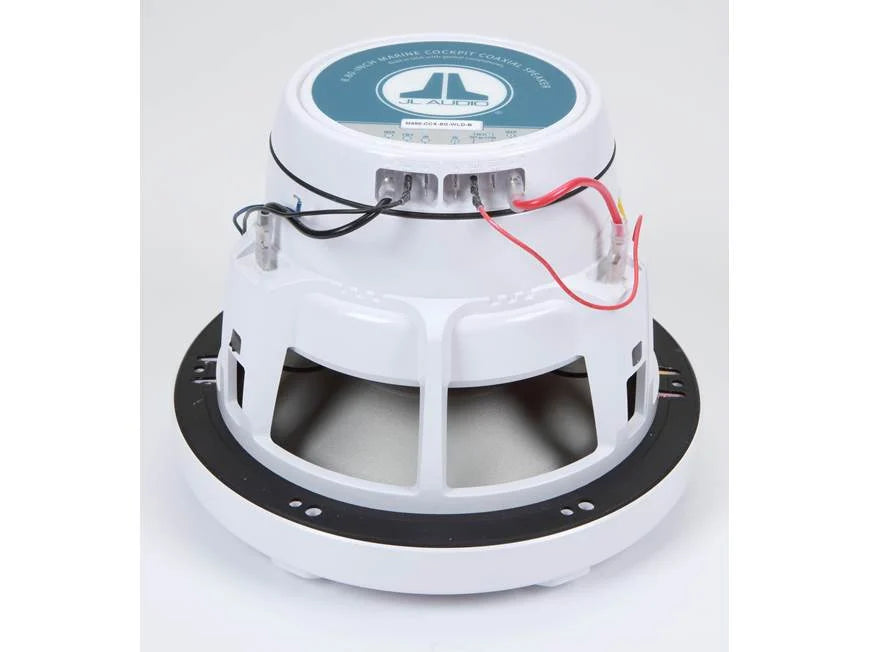 JL Audio M880-CCX-SG-WLD-B, M Series Marine 8.8" Cockpit Coaxial Speakers With LED, Infinite Baffle, White Sport Grille, 125W