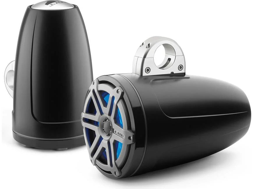 JL Audio M880-ETXv3-SG-TKLD-B, M Series Marine Tower  8.8" Coaxial Speakers With LED, Titanium/Black Sport Grille, 125W