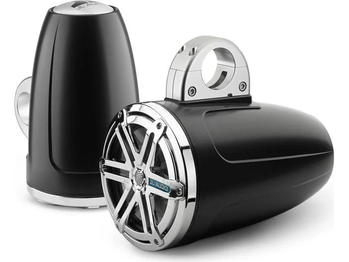 JL Audio MX770-ETXv3-SG-CK, MX Series Marine 7.7" Tower Coaxial Speakers, Chrome/Black Sport Grille, 70W