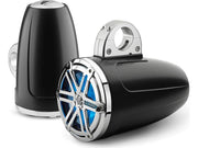 JL Audio MX770-ETXv3-SG-CKLD-B, MX Series Marine 7.7" Tower Coaxial Speakers With LED, Chrome/Black Sport Grille, 70W