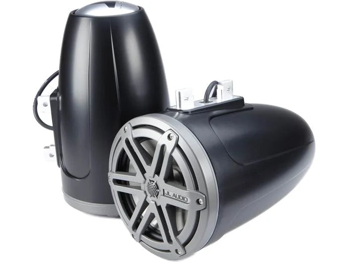 JL Audio MX770-ETXv3-SG-TK, MX Series Marine 7.7" Tower Coaxial Speakers, Titanium/Black Sport Grille, 70W