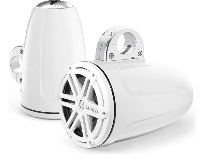 JL Audio MX770-ETXv3-SG-WH, MX Series Marine 7.7" Tower Coaxial Speakers, White Sport Grille, 70W
