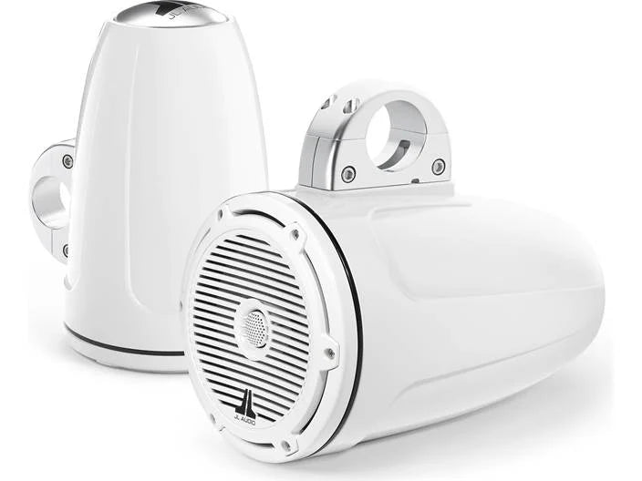 JL Audio M770-ETXv3-CG-WH, M Series Marine Tower  7.7" Coaxial Speakers, White Classic Grille, 100W