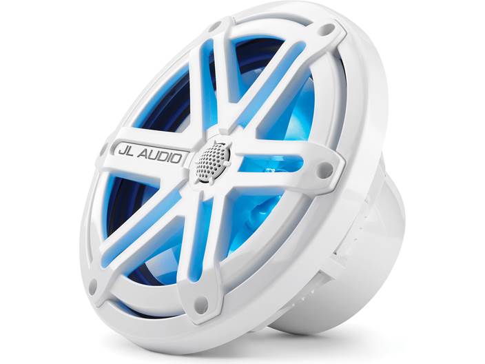 JL Audio MX770-CCX-SG-WLD-B, MX Series Narrow Flange 7.7" Marine Cockpit Coaxial Speakers With LED, Infinite Baffle, White Sport  Grille, 70W