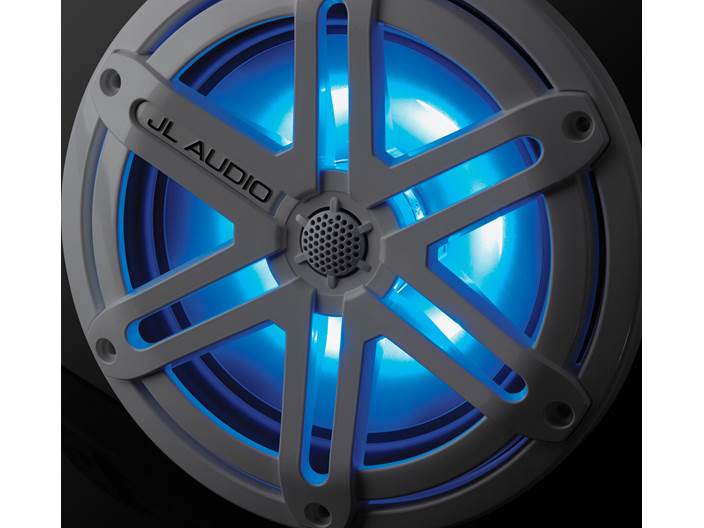 JL Audio MX770-CCX-SG-WLD-B, MX Series Narrow Flange 7.7" Marine Cockpit Coaxial Speakers With LED, Infinite Baffle, White Sport  Grille, 70W