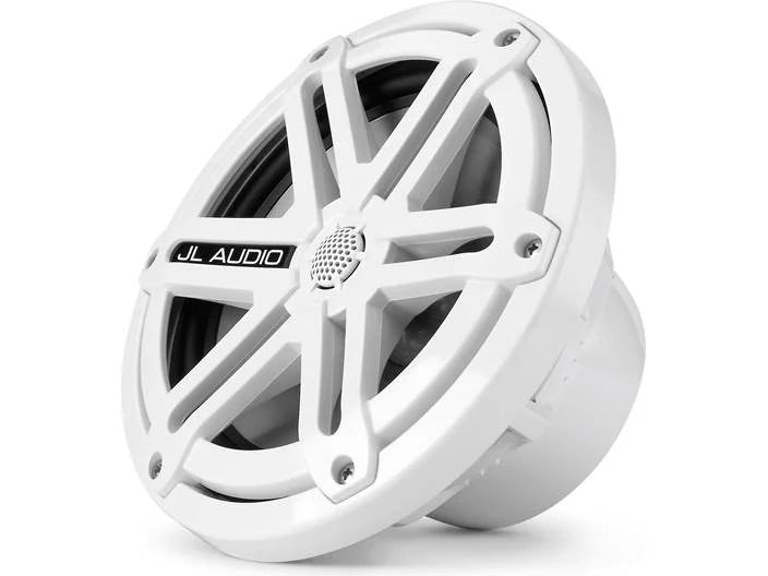 JL Audio MX770-CCX-SG-WLD-B, MX Series Narrow Flange 7.7" Marine Cockpit Coaxial Speakers With LED, Infinite Baffle, White Sport  Grille, 70W