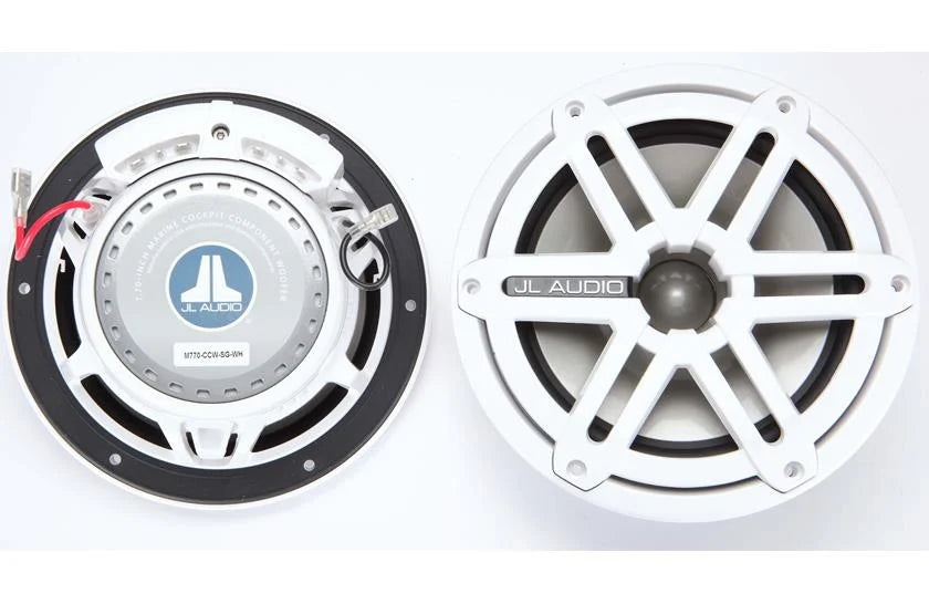 JL Audio M770-CCS-SG-WH, M Series Cockpit Marine 7.7" Component Speakers, Infinite Baffle, White Sport Grille, 100W