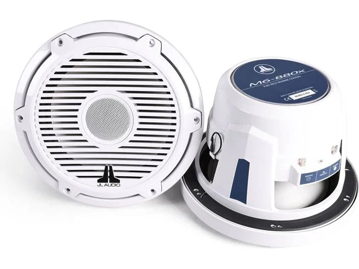 JL Audio M880-CCX-CG-TB, M Series Marine 8.8" Cockpit Coaxial Speakers, Infinite Baffle, Titanium/Black Classic Grille, 125W