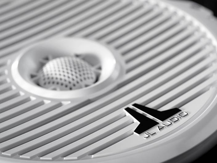 JL Audio M880-CCX-CG-WH, M Series Marine 8.8" Cockpit Coaxial Speakers, Infinite Baffle, White Classic Grille, 125W