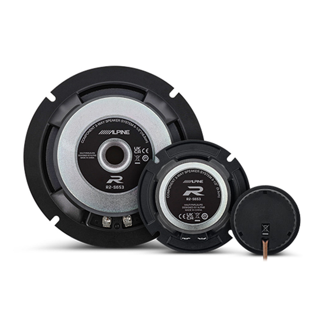 Alpine R2-S653, R Series 6.5" Pro 3-Way Hi-Res Component Speakers - 300W