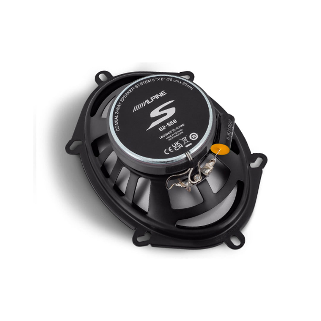 Alpine S2-S68, S Series 6x8" 2-Way Hi-Res Full Range Speakers - 230 Watts