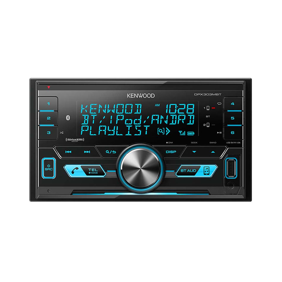 Kenwood DPX303MBT, Double Din Digital Media Receiver w/ Bluetooth, Front USB, SiriusXM Ready (Does not play CDs)