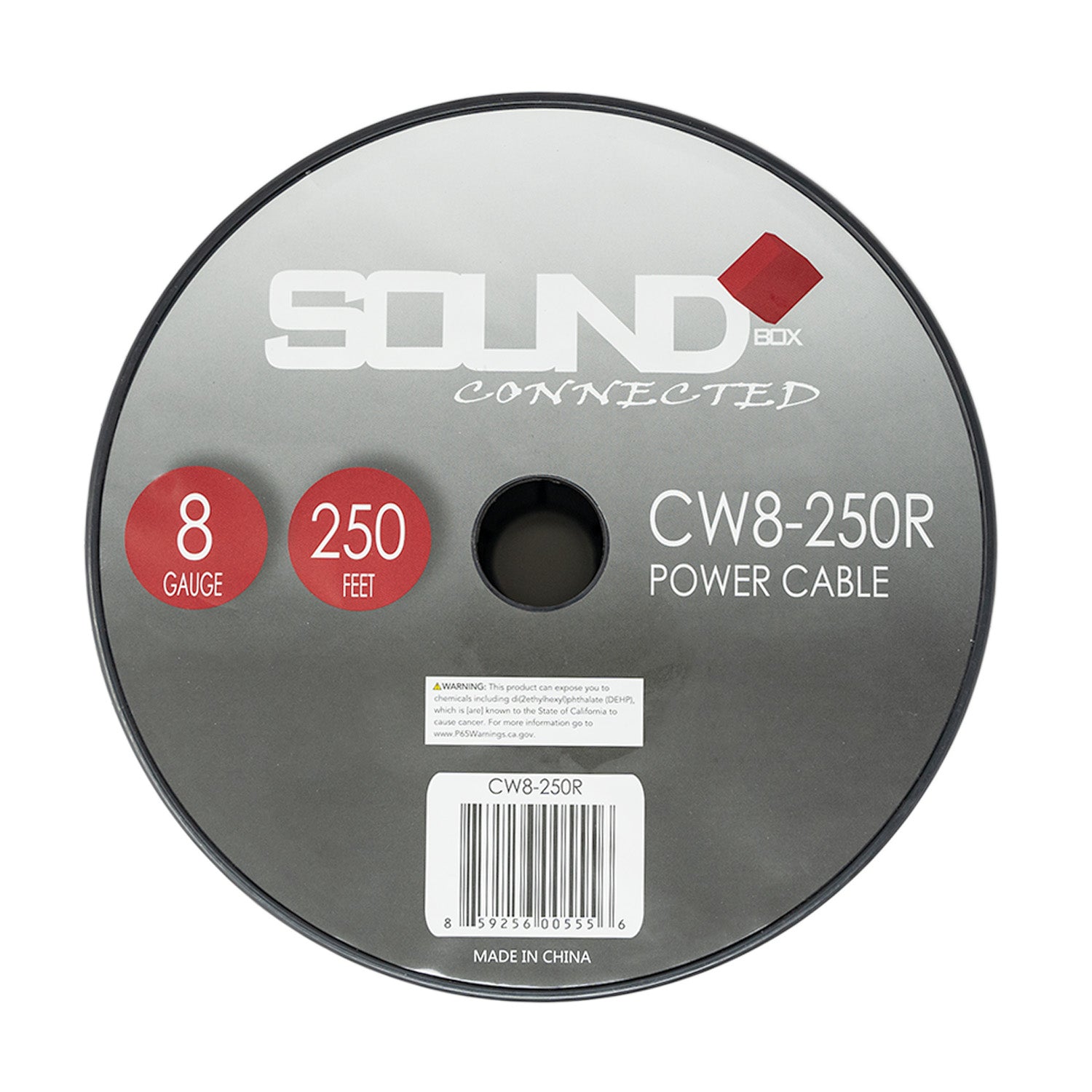 SoundBox CW8-250R, 8 Gauge 250' CCA Amplifier Power / Ground Wire Spool, Red