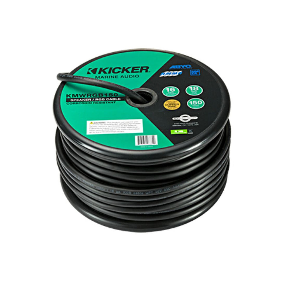Kicker KMWRGB150, Marine 16 ga Speaker Wire + Marine 18ga RGB Wire, 150ft (46KMWRGB150)