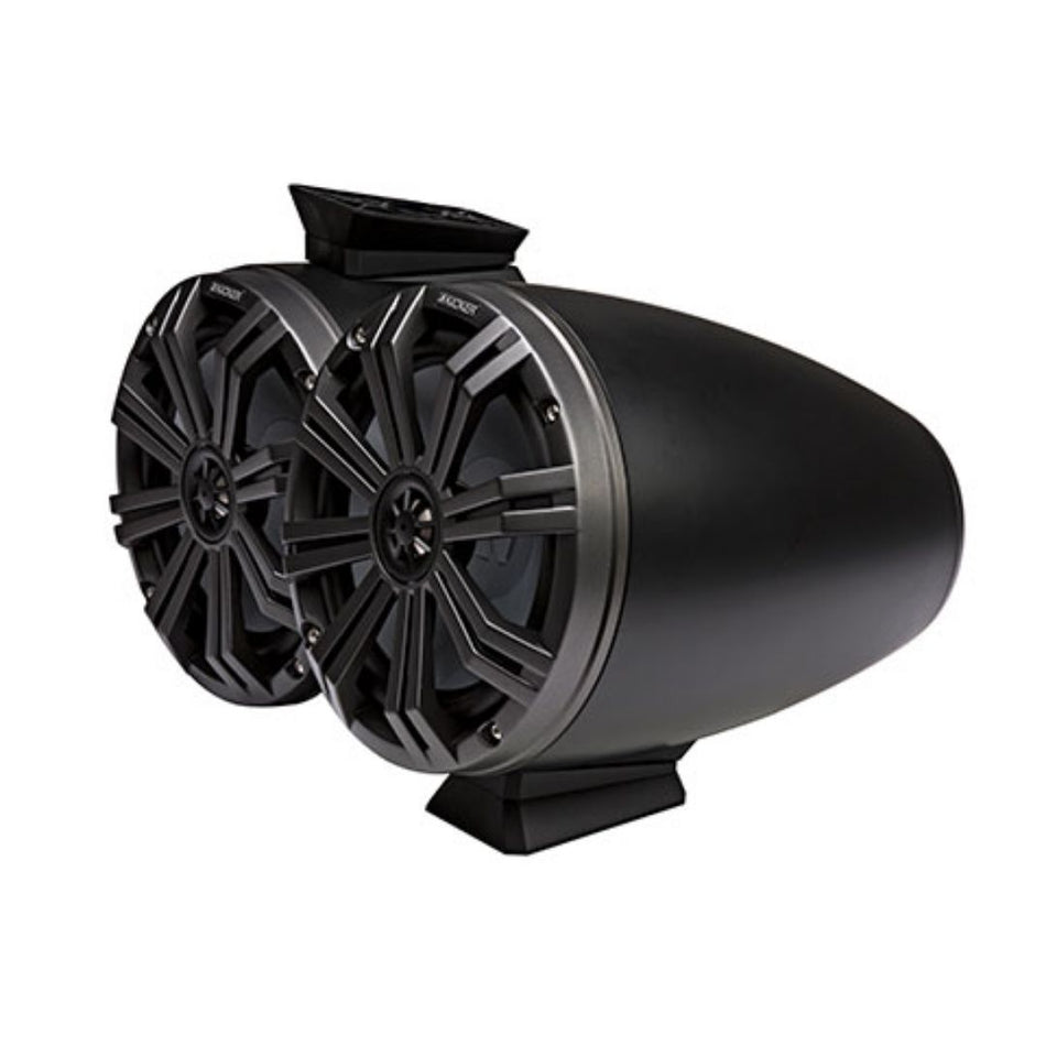 Kicker KMFC8, KMFC (200mm) Flat-Mount Marine Cans with 45KM84L speaker pair; charcoal grill on black can (46KMFC8)