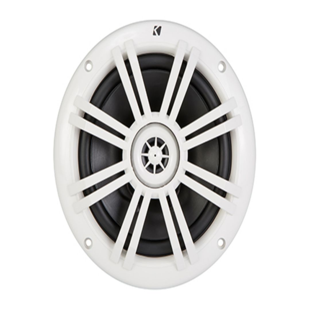 Kicker KM604W, KM 6.5" Marine Coaxial Speakers w/ 1/2" (13mm) Tweeters, White,4-Ohm (41KM604W)
