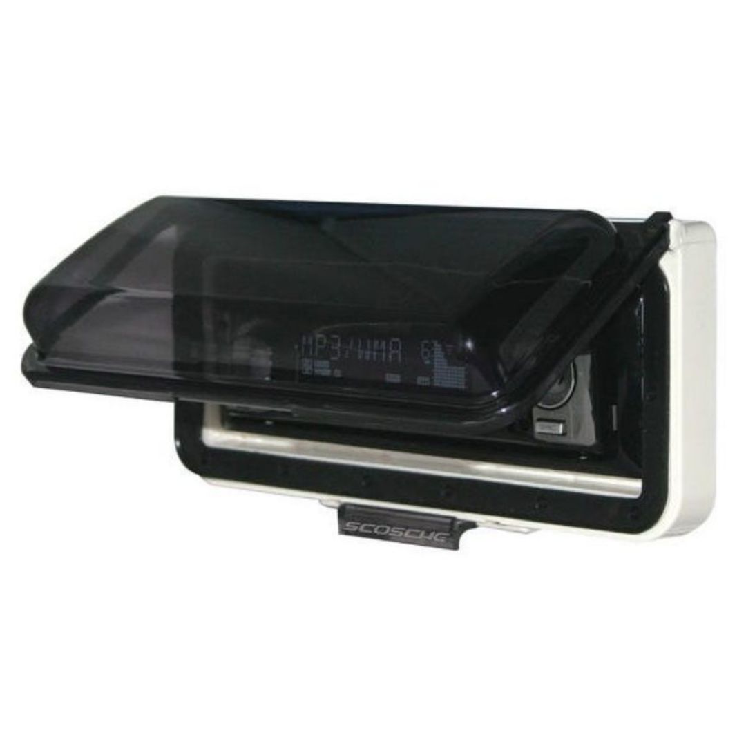 Scosche ACM3, Marine Cover, Universal DIN w/ Flip-Up Door, Black