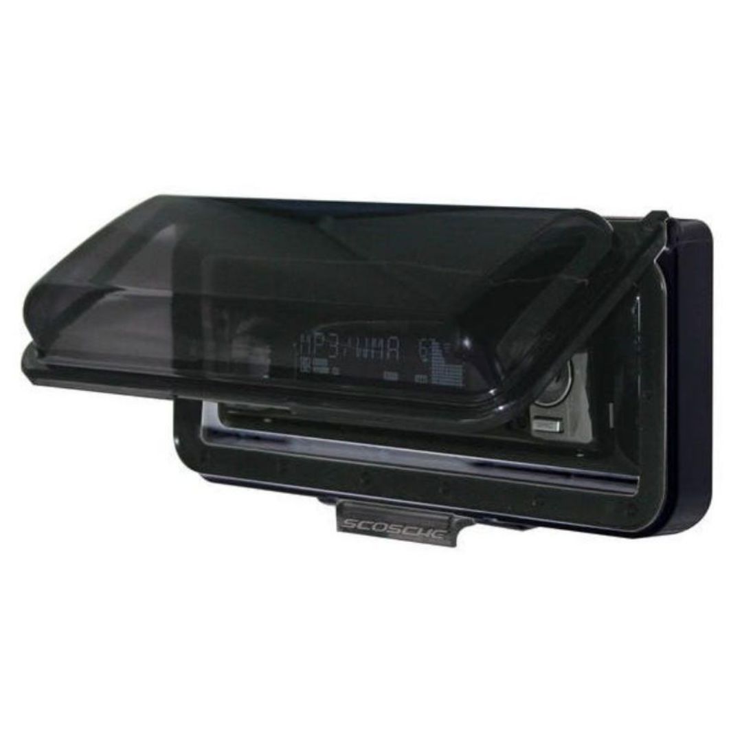 Scosche ACM3, Marine Cover, Universal DIN w/ Flip-Up Door, Black