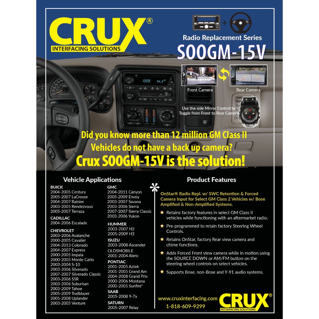 Crux SOOGM-15V, OnStar Radio Replacement Interface for GM Class II Vehicles with SWC & Video Switcher