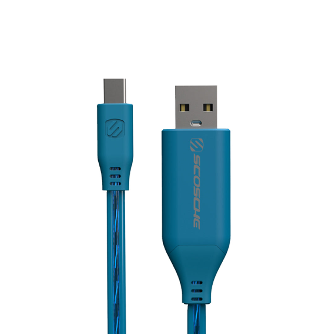 Scosche CAFLO3BL-SP, Streaming Light Cable For USB-C Devices - 3FT (Blue)