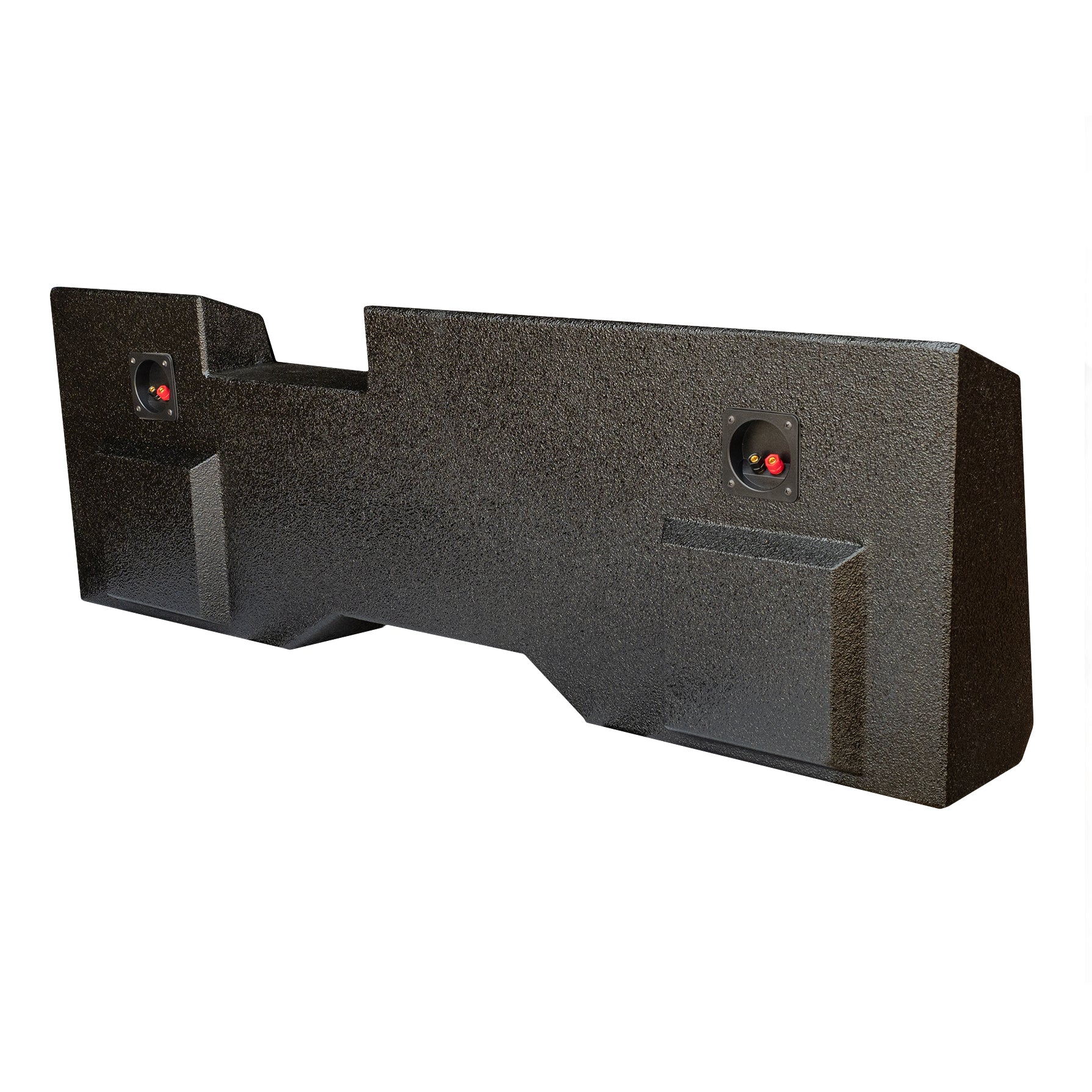 SoundBox Chevy Silverado/ GMC Sierra Crew Cab 2014-2018 Dual 12" Downfire Subwoofer Enclosure, BedLiner Finish