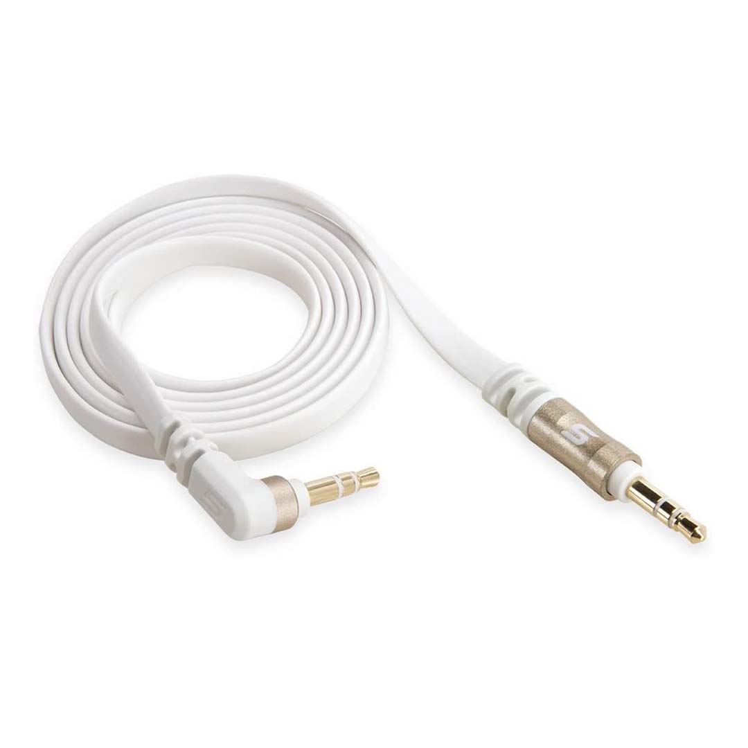 Scosche AUX3FGD, Metallic Color 90 Degree Angle 3.5mm Audio Cable 3FT (White/Gold)