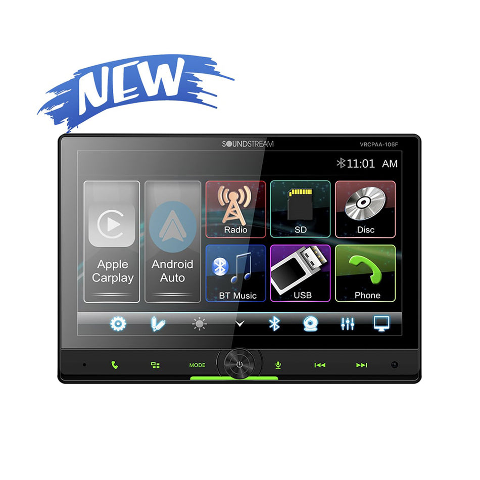 Soundstream VRCPAA-106F, 10.6" Multimedia Receiver w/ CarPlay and Android Auto