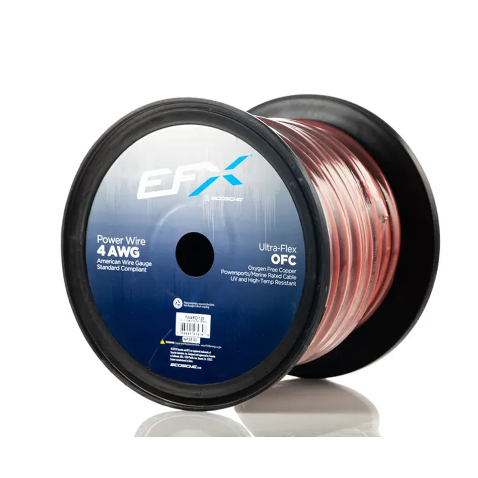 EFX by Scosche PW4RD-125, 4GA OFC Power Wire, Red (125ft spool)