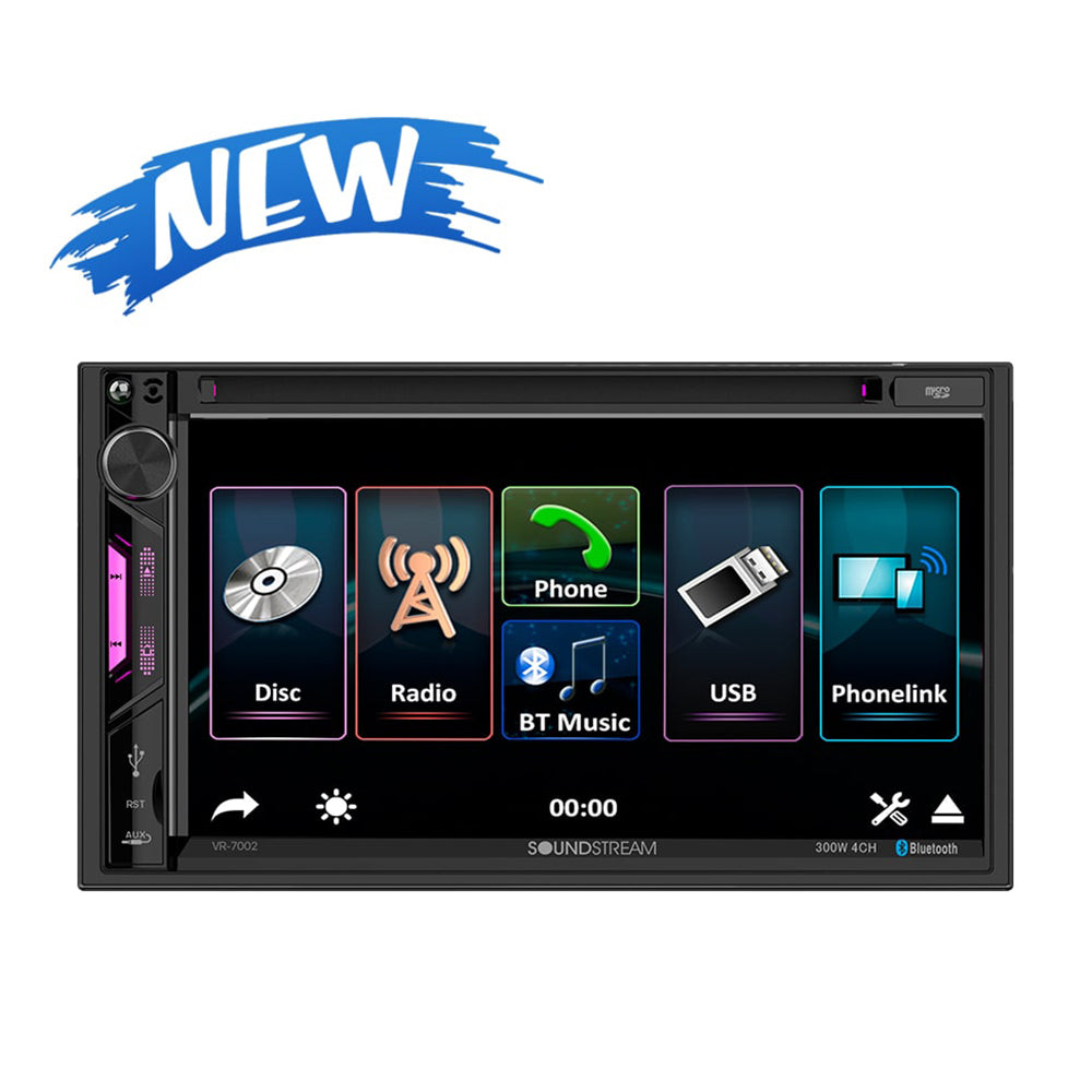Soundstream VR-7002, 7" Double DIN Multimedia Receiver w/ Phonelink & Bluetooth
