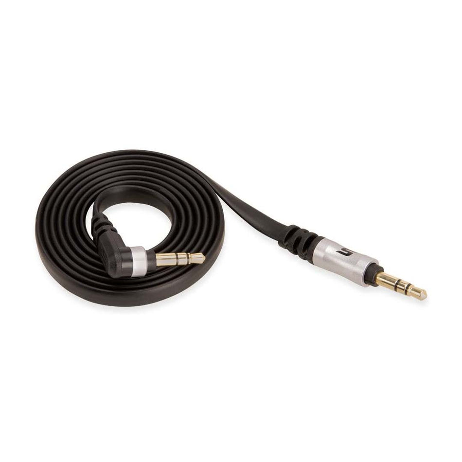 Scosche AUX6FSG, Metallic Color 90 Degree Angle. 3.5mm Audio Cable 6FT (Black/Space Gray)