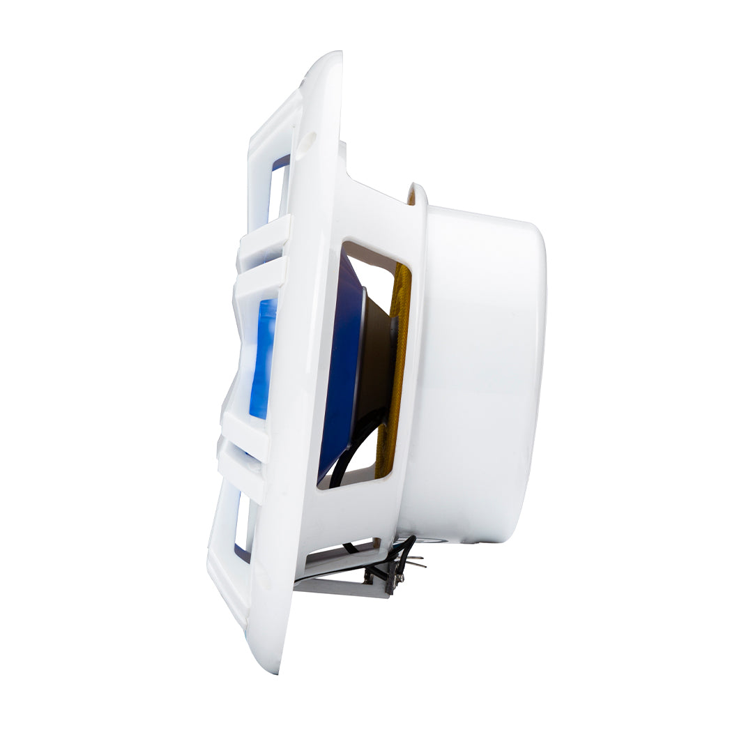 Kicker KM604WL, KM 6.5" 2-Way Coaxial Marine Speakers White w/ Blue LED (49KM604WL)