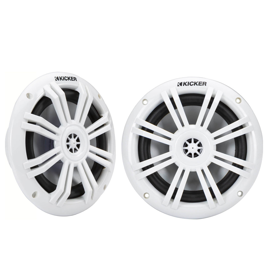 Kicker KM604W, KM Series 6.5" 2-Way 4-Ohm Marine Coaxial Speakers, White (49KM604W)