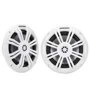 Kicker KM604W, KM Series 6.5" 2-Way 4-Ohm Marine Coaxial Speakers, White (49KM604W)