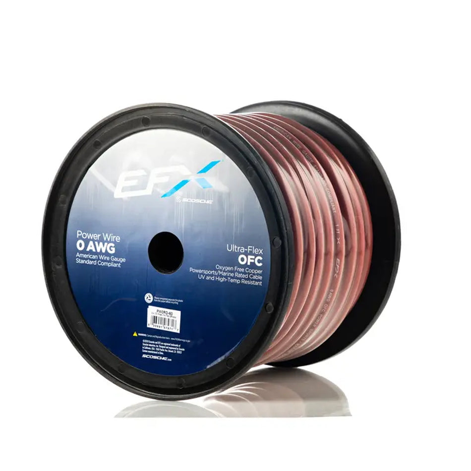 EFX by Scosche PW0RD-60, 0GA OFC Power Wire, Red (60ft spool)
