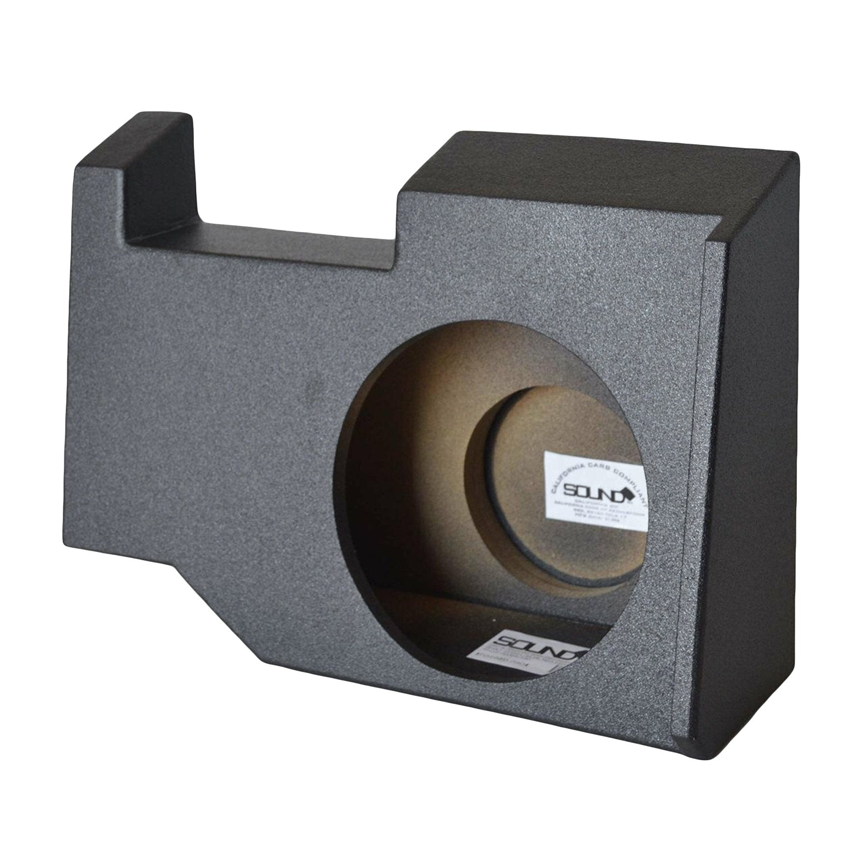 SoundBox Chevy Silverado/ GMC Sierra Crew Cab 2014-2018 Single 10" Downfire Subwoofer Enclosure, BedLiner Finish