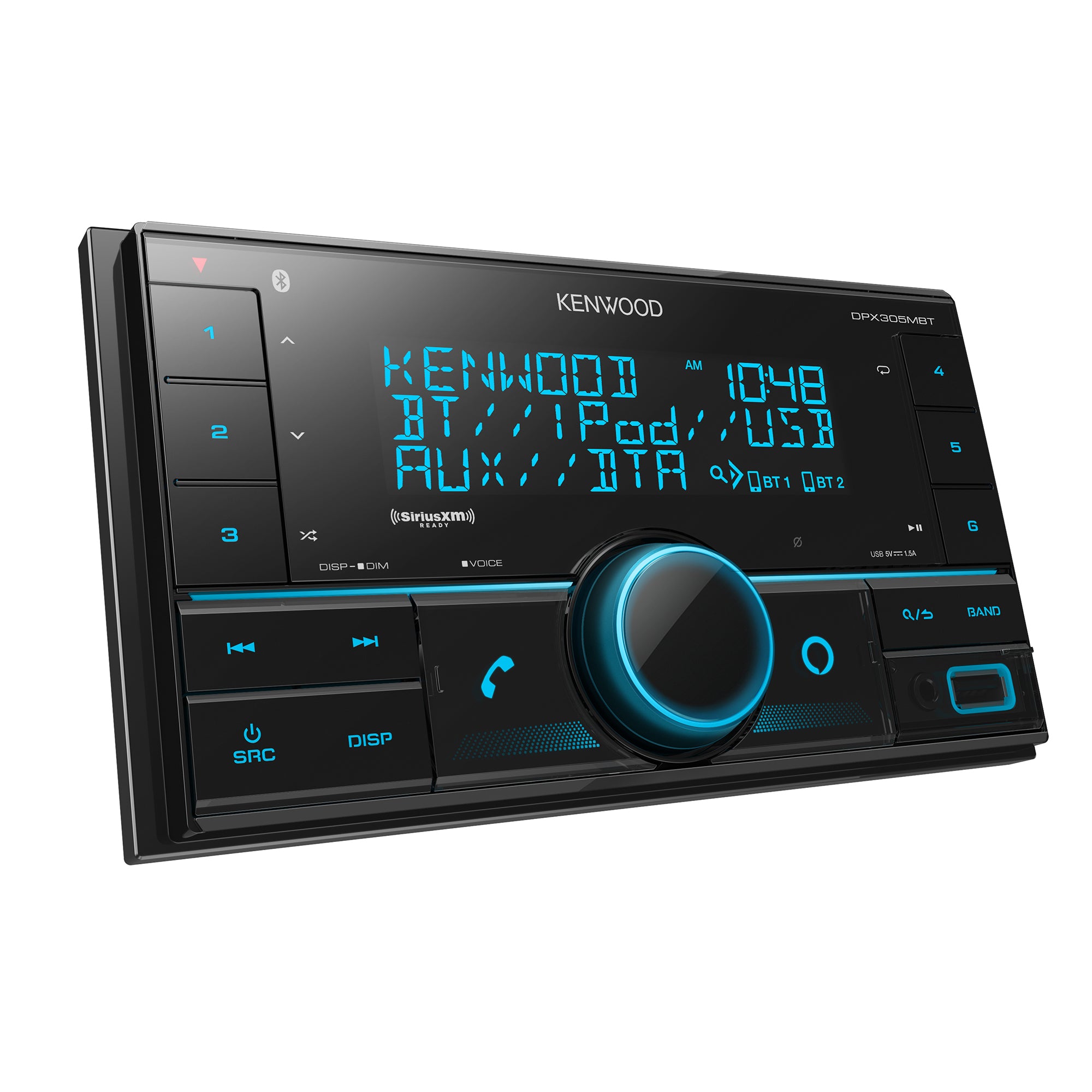 Kenwood DPX305MBT, Double DIN Bluetooth Digital Media Receiver w/ Front USB (Does Not Play CDs)