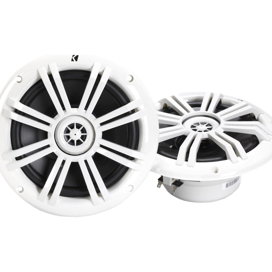 Kicker KM604W, KM 6.5" Marine Coaxial Speakers w/ 1/2" (13mm) Tweeters, White,4-Ohm (41KM604W)