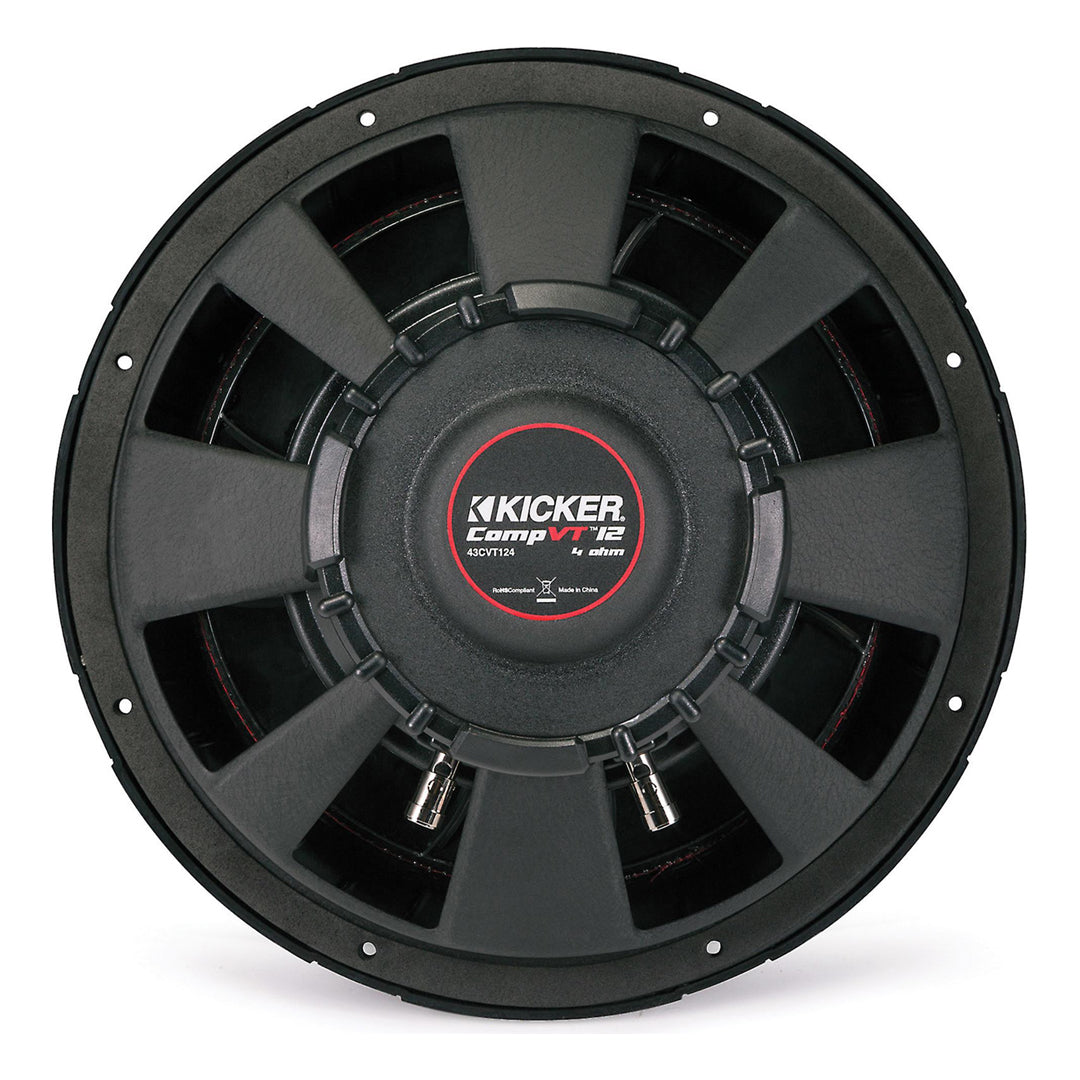 Kicker CVT124, CompVT 12" Single Voice Coil Subwoofer 4-Ohm, 400W (43CVT124)