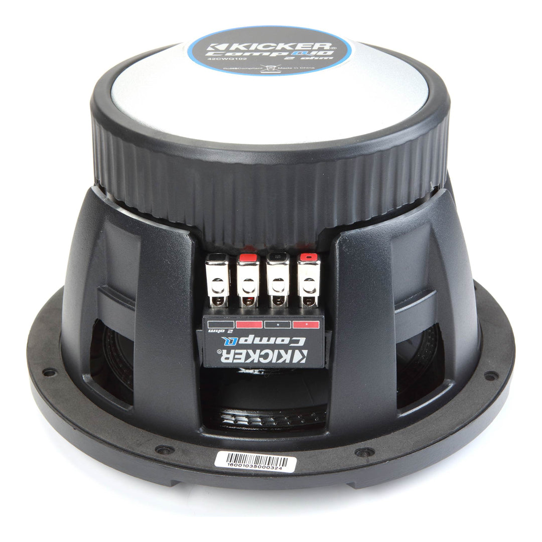 Kicker CWQ104, CompQ 10" Dual Voice Coil Subwoofer 4-Ohm, 750W (42CWQ104)