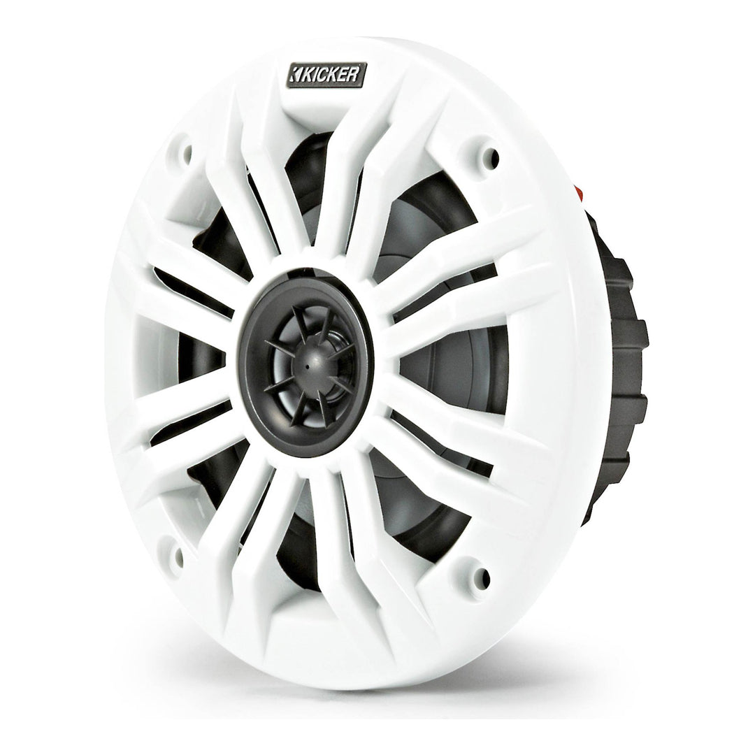 Kicker KM44, KM 4" Marine Coaxial Speakers w/ 1/2- Inch (13mm) Tweeters, Charcoal and White, 4 Ohm (45KM44)