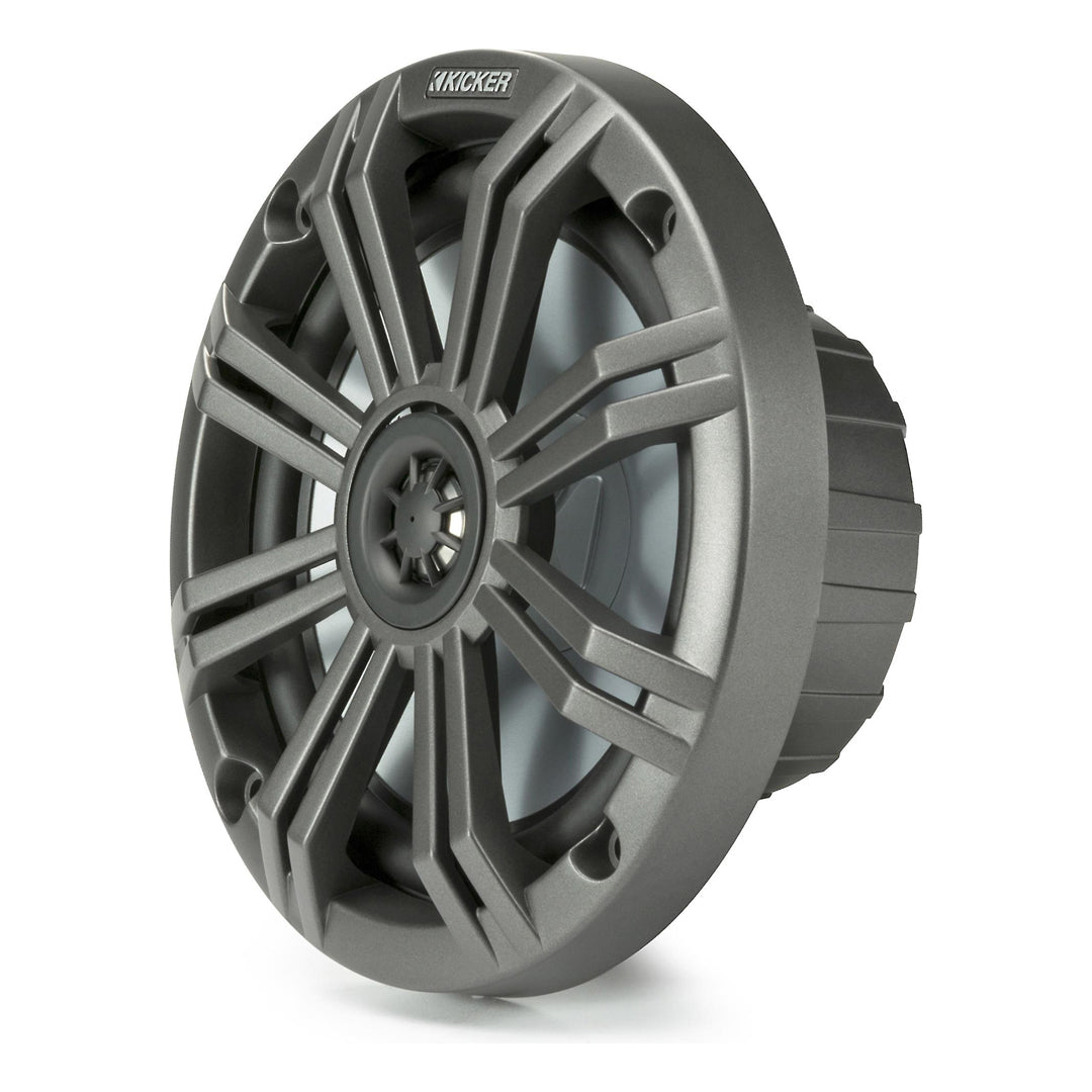 Kicker KM654, KM 6.5" Marine Coaxial Speakers w/ 3/4" (20mm) Tweeters, 4-Ohm, Charcoal and White Grilles (45KM654)