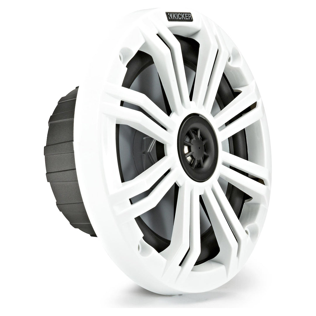 Kicker KM654, KM 6.5" Marine Coaxial Speakers w/ 3/4" (20mm) Tweeters, 4-Ohm, Charcoal and White Grilles (45KM654)