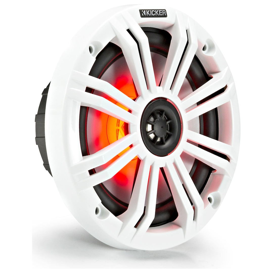 Kicker KM654L, KM 6.5" Marine Coaxial Speakers w/ 3/4" (20mm) Tweeters, LED, 4-Ohm, Charcoal and White Grilles (45KM654L)