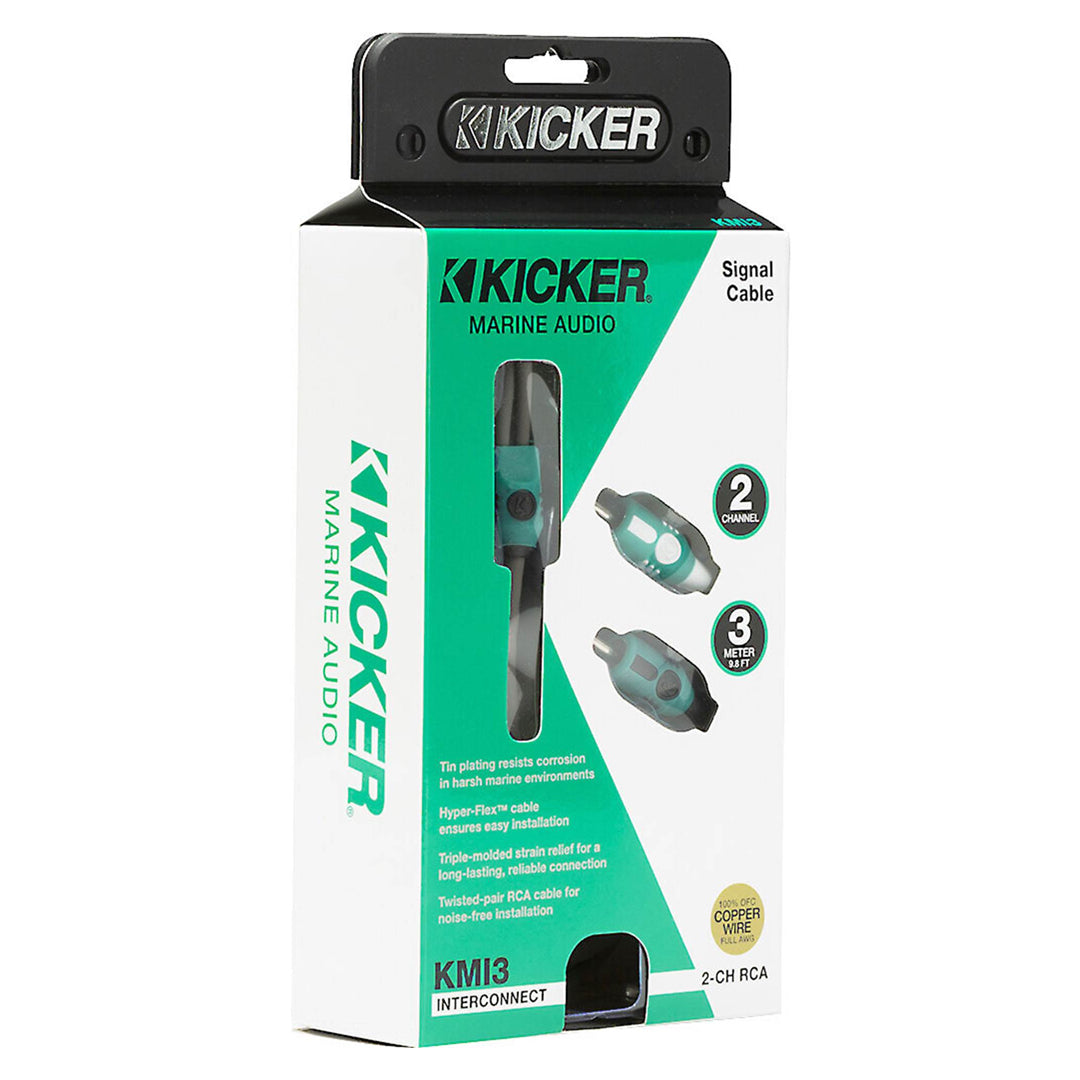 Kicker KMI3, Marine Series 2-Ch RCA Interconnect, 3.0M (47KMI3)