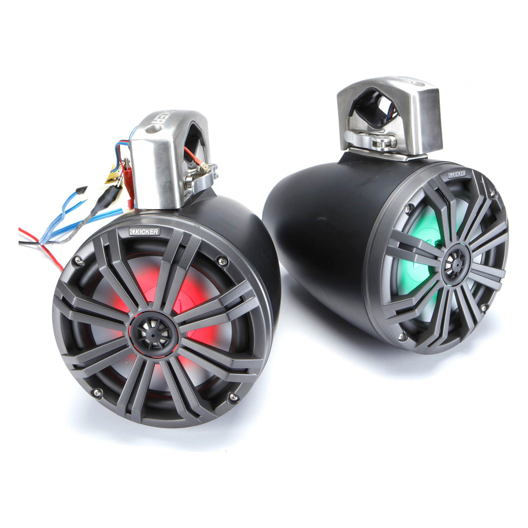 Kicker KMTC8, KMTC (200mm) Loaded Marine Cans with 45KM84L speaker pair; charcoal grill on black can (45KMTC8)